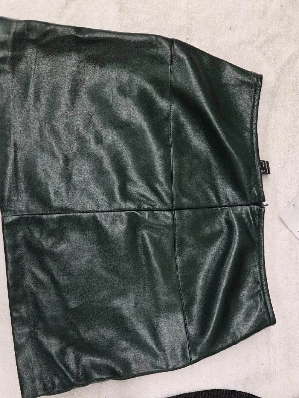 Forever 21 Forest Green Faux Leather Mini Skirt with Silver Zip Size S